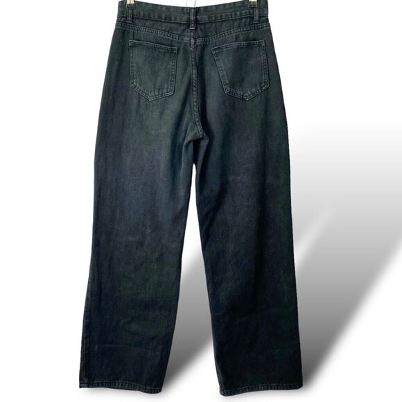 Skeleton Baggy Jeans Sz L 30x Black Denim Wide Leg Pants Goth Halloween Bones - Picture 9 of 13